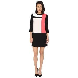 Kate Spade Colorblock Long‎ Sleeve Shift Dress With Back Zipper Size 6